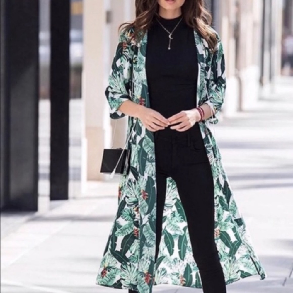 Rachel Zoe tropical print duster coverup OSFM